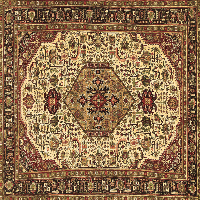 Square Machine Washable Medallion Brown Traditional Rug, wshtr386brn