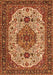 Serging Thickness of Machine Washable Medallion Orange Traditional Area Rugs, wshtr386org