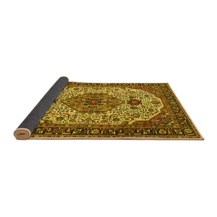 Sideview of Medallion Yellow Traditional Rug, tr386yw