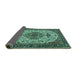 Sideview of Medallion Turquoise Traditional Rug, tr386turq