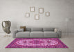 Machine Washable Medallion Pink Traditional Rug in a Living Room, wshtr386pnk