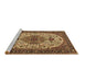 Sideview of Machine Washable Medallion Brown Traditional Rug, wshtr386brn