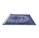 Sideview of Machine Washable Medallion Blue Traditional Rug, wshtr386blu