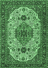 Medallion Emerald Green Traditional Rug, tr386emgrn