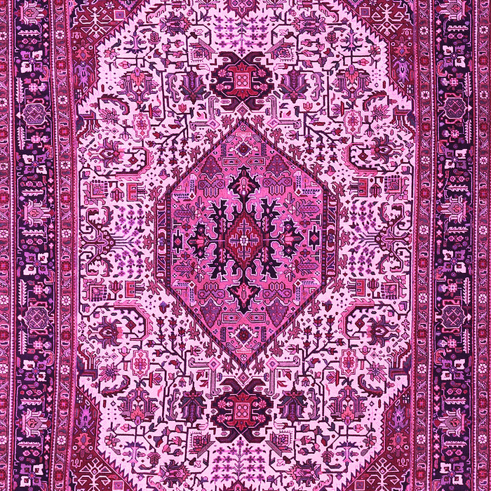 Machine Washable Medallion Pink Traditional Rug, wshtr386pnk