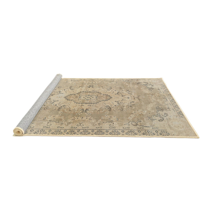 Sideview of Machine Washable Traditional Deep Peach Orange Rug, wshtr3870