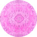 Round Persian Pink Traditional Rug, tr3870pnk