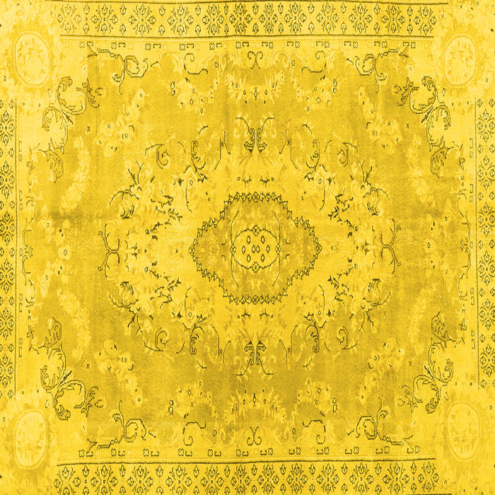 Square Machine Washable Persian Yellow Traditional Rug, wshtr3870yw