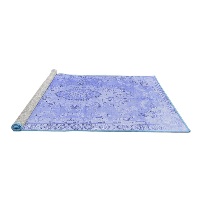Sideview of Machine Washable Persian Blue Traditional Rug, wshtr3870blu