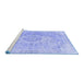 Sideview of Machine Washable Persian Blue Traditional Rug, wshtr3870blu