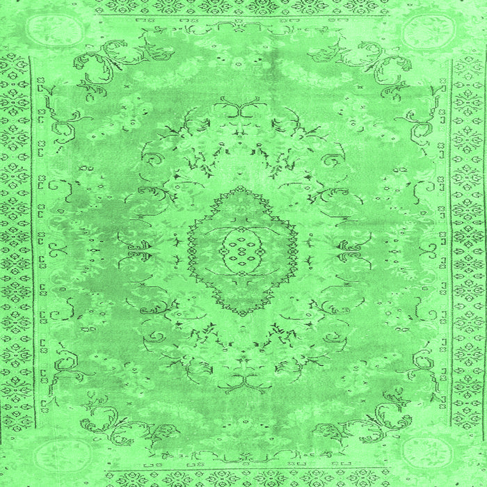 Square Machine Washable Persian Emerald Green Traditional Area Rugs, wshtr3870emgrn