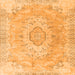 Round Machine Washable Persian Orange Traditional Area Rugs, wshtr3870org