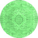 Round Persian Emerald Green Traditional Rug, tr3870emgrn