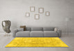 Machine Washable Persian Yellow Traditional Rug in a Living Room, wshtr3870yw
