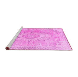 Sideview of Machine Washable Persian Pink Traditional Rug, wshtr3870pnk