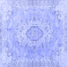 Square Machine Washable Persian Blue Traditional Rug, wshtr3870blu