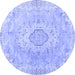 Round Machine Washable Persian Blue Traditional Rug, wshtr3870blu