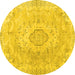 Round Machine Washable Persian Yellow Traditional Rug, wshtr3870yw