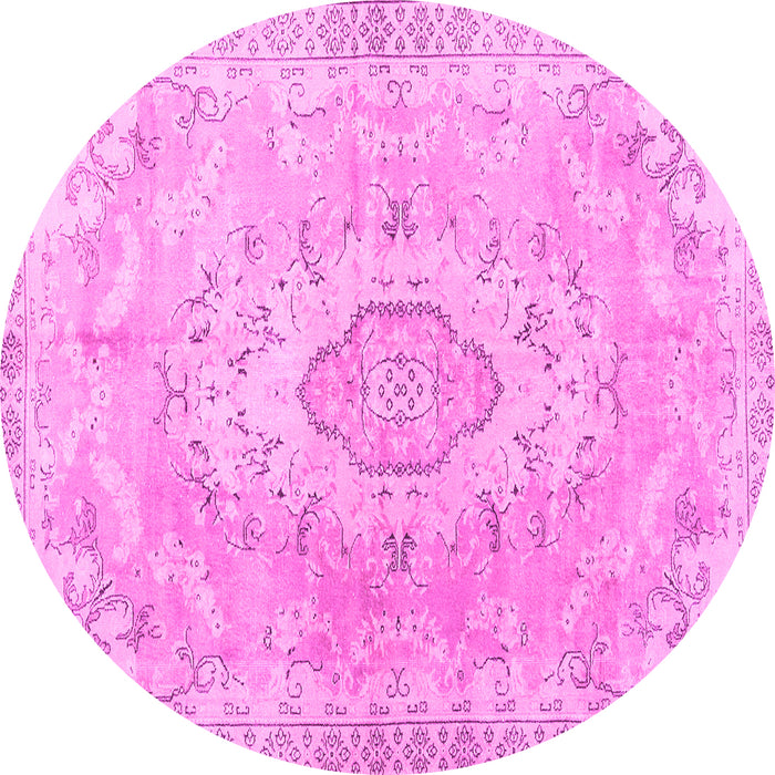 Round Machine Washable Persian Pink Traditional Rug, wshtr3870pnk