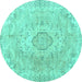 Round Persian Turquoise Traditional Rug, tr3870turq