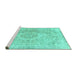 Sideview of Machine Washable Persian Turquoise Traditional Area Rugs, wshtr3870turq