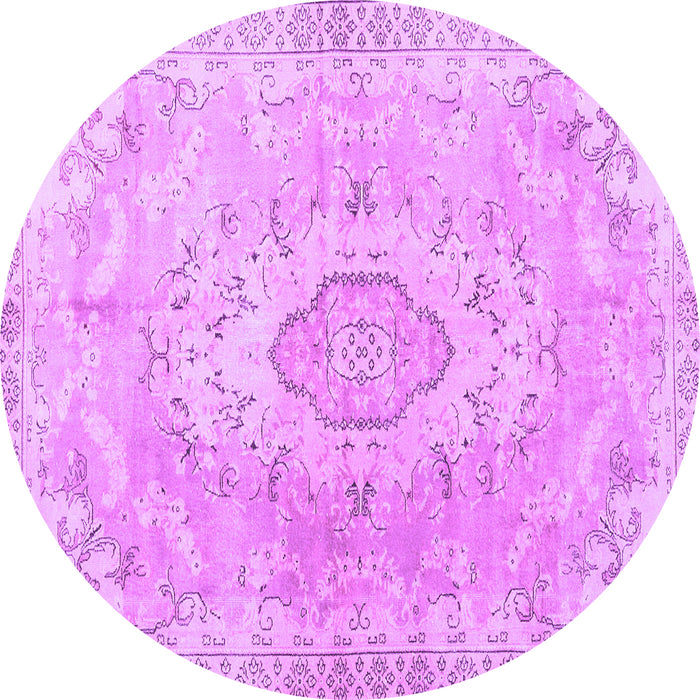 Round Persian Purple Traditional Rug, tr3870pur