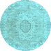 Round Persian Light Blue Traditional Rug, tr3870lblu