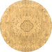 Round Persian Brown Traditional Rug, tr3870brn