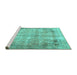 Sideview of Machine Washable Persian Turquoise Traditional Area Rugs, wshtr3871turq