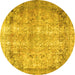 Round Persian Yellow Traditional Rug, tr3871yw