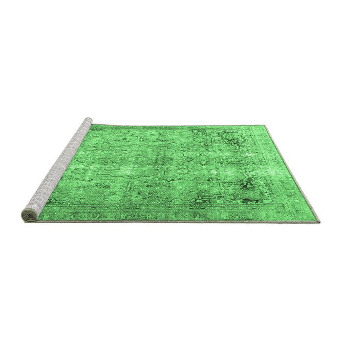 Sideview of Machine Washable Persian Emerald Green Traditional Area Rugs, wshtr3871emgrn