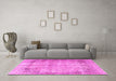 Machine Washable Persian Pink Traditional Rug in a Living Room, wshtr3871pnk