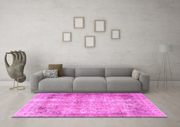 Machine Washable Persian Pink Traditional Rug in a Living Room, wshtr3871pnk
