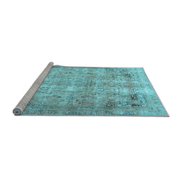 Sideview of Machine Washable Persian Light Blue Traditional Rug, wshtr3871lblu