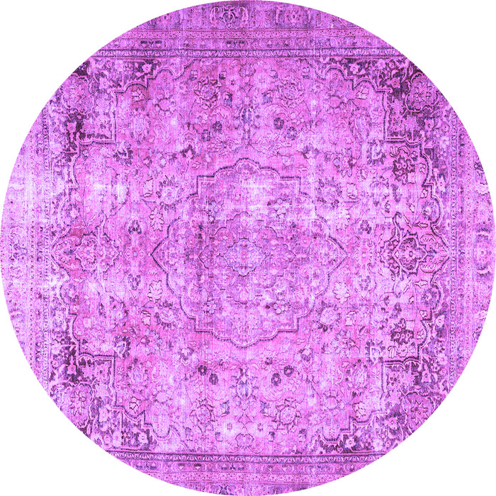 Round Persian Purple Traditional Rug, tr3871pur