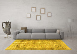 Machine Washable Persian Yellow Traditional Rug in a Living Room, wshtr3871yw