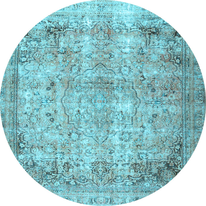 Round Persian Light Blue Traditional Rug, tr3871lblu