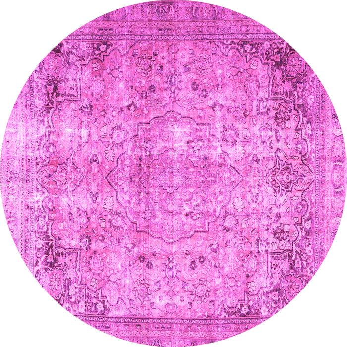 Round Machine Washable Persian Pink Traditional Rug, wshtr3871pnk