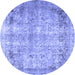 Round Persian Blue Traditional Rug, tr3871blu