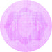 Round Persian Purple Traditional Rug, tr3872pur