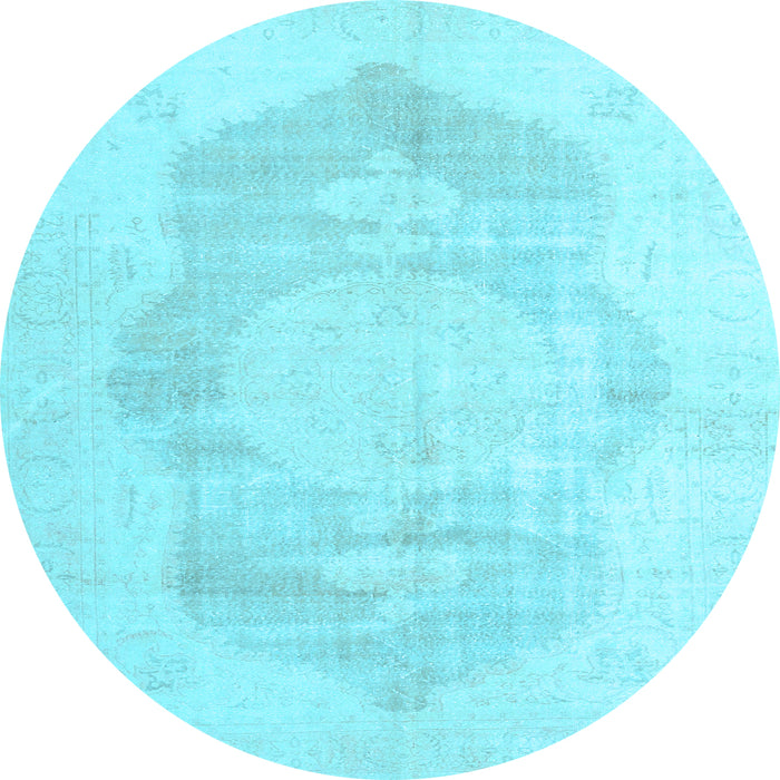 Round Machine Washable Persian Light Blue Traditional Rug, wshtr3872lblu