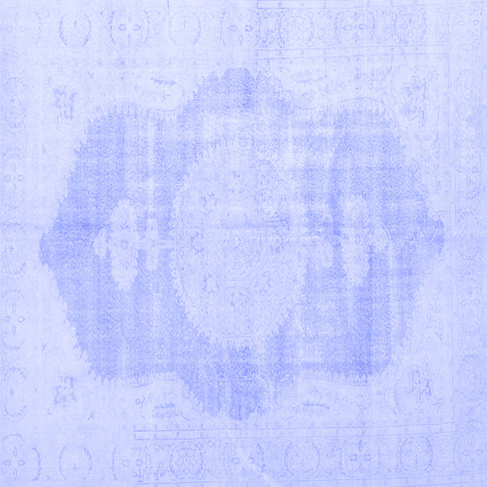 Square Machine Washable Persian Blue Traditional Rug, wshtr3872blu