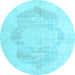 Round Persian Light Blue Traditional Rug, tr3872lblu