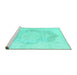 Sideview of Machine Washable Persian Turquoise Traditional Area Rugs, wshtr3872turq