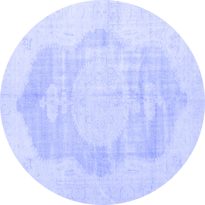 Round Machine Washable Persian Blue Traditional Rug, wshtr3872blu