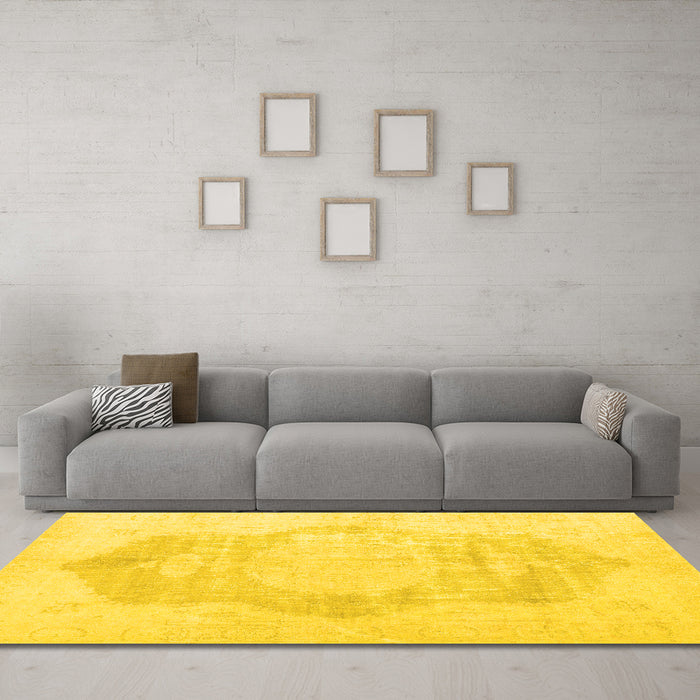 Machine Washable Persian Yellow Traditional Rug in a Living Room, wshtr3872yw