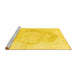 Sideview of Machine Washable Persian Yellow Traditional Rug, wshtr3872yw