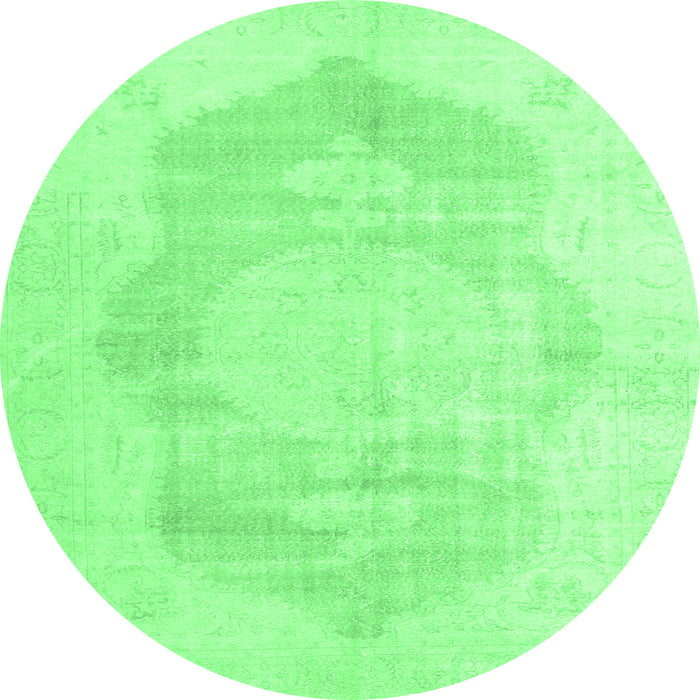 Round Persian Emerald Green Traditional Rug, tr3872emgrn