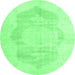 Round Persian Emerald Green Traditional Rug, tr3872emgrn