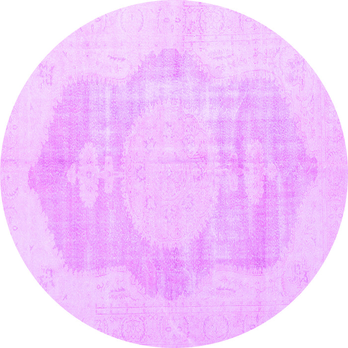 Round Machine Washable Persian Purple Traditional Area Rugs, wshtr3872pur